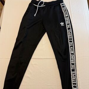 Adidas Originals Trefoil Joggers Black Track Pants Size M 3 Stripes Tape